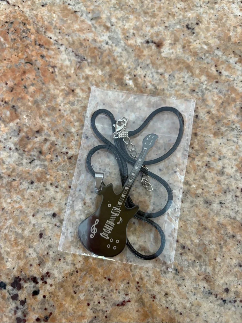 Black Guitar Pendant Necklace - Unbranded